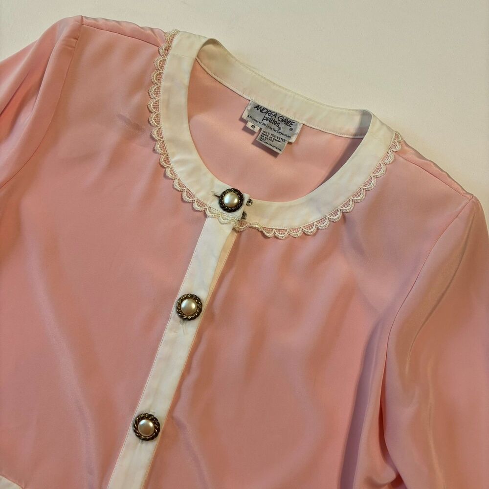 Vintage Andrea Gayle Petites 2 Piece Set Womens 6 Pink Pleated Midi Skirt Blazer